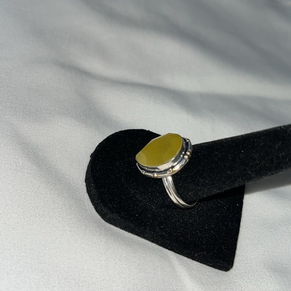 Cats Eye Faceted Genuine Gemstone Teardrop Ring - Picture 3 of 5